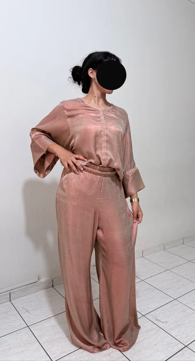 Ensemble femme en soie bronze &ndash; Zwak Lam3alam