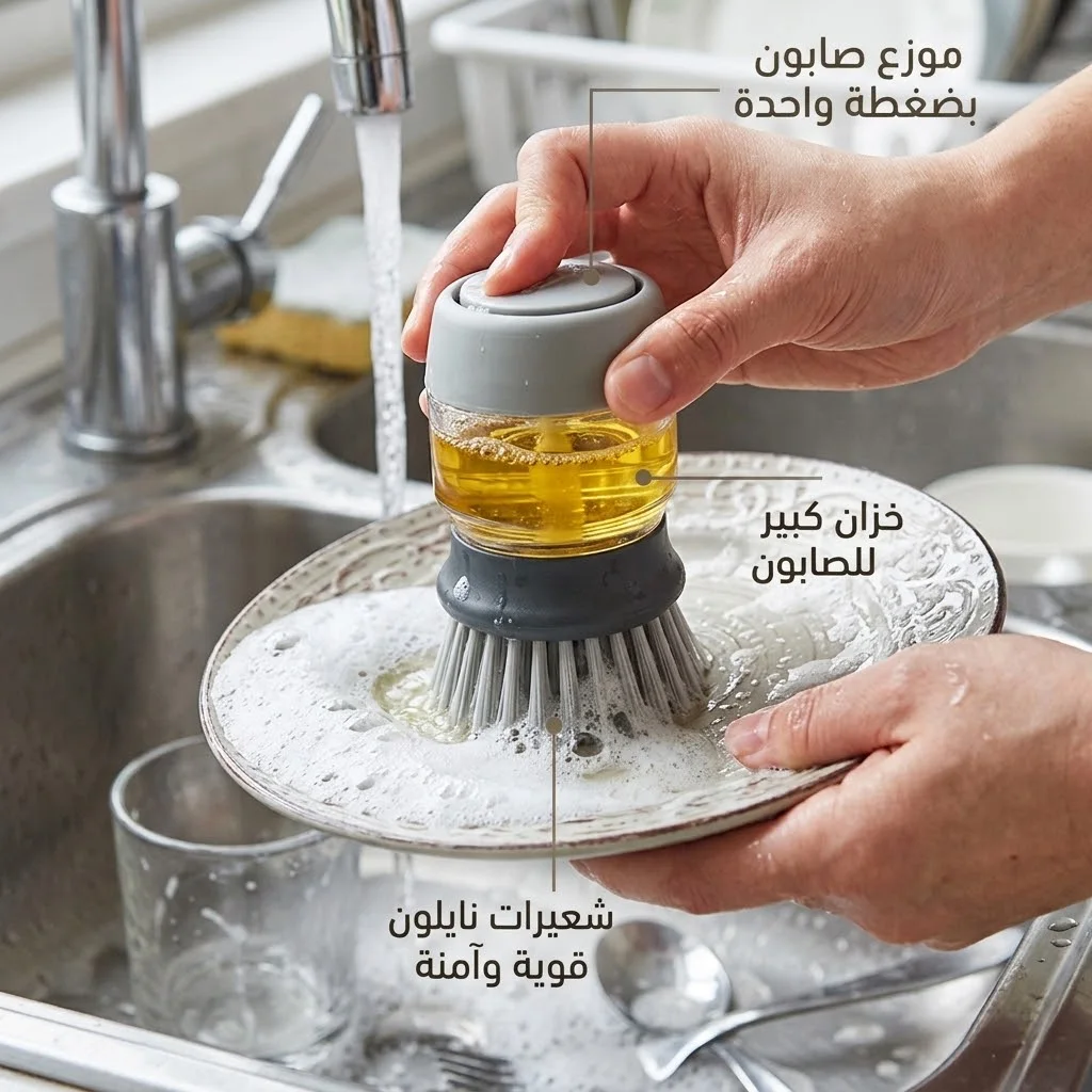 تنظيف أسرع، توفير مضاعف في سائل الجلي، وحماية كاملة ليديكِ من الجفاف والمواد الكيميائية بضغطة زر واحدة