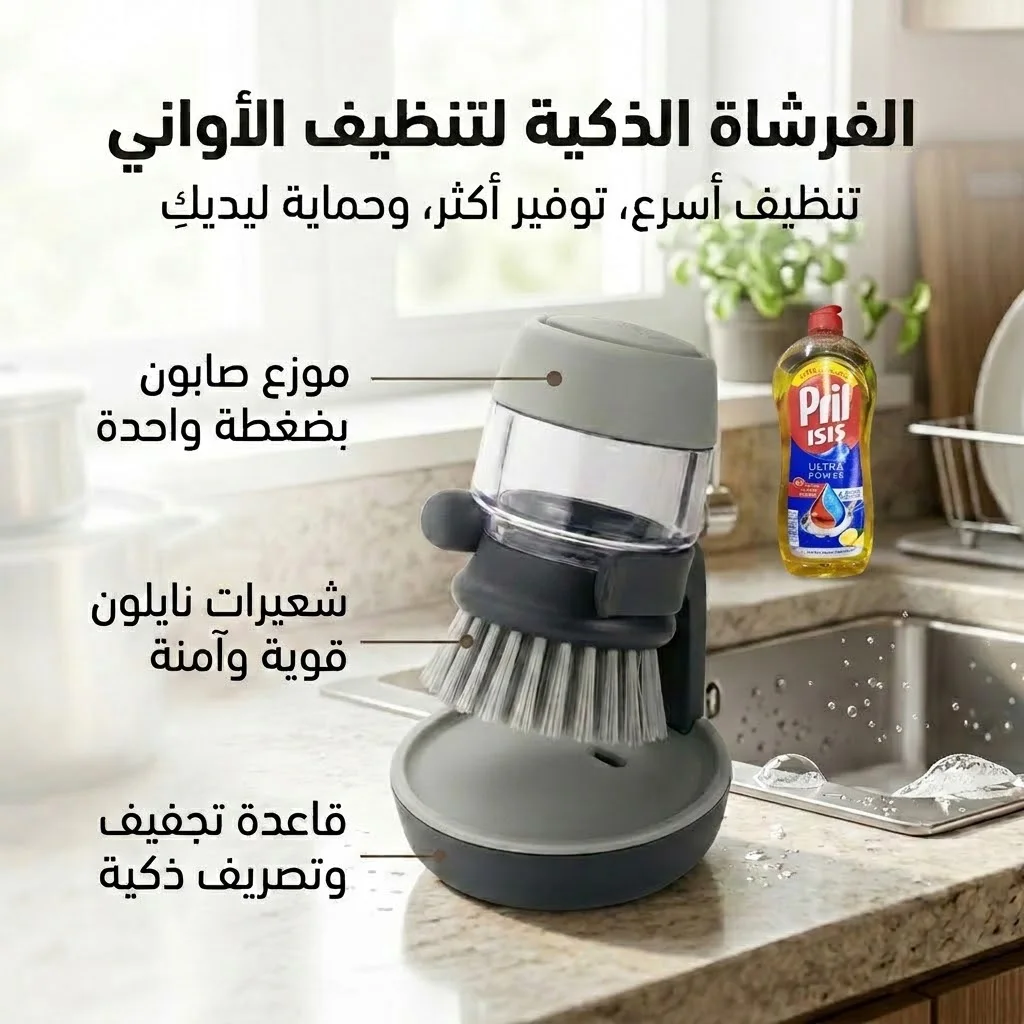 تنظيف أسرع، توفير مضاعف في سائل الجلي، وحماية كاملة ليديكِ من الجفاف والمواد الكيميائية بضغطة زر واحدة