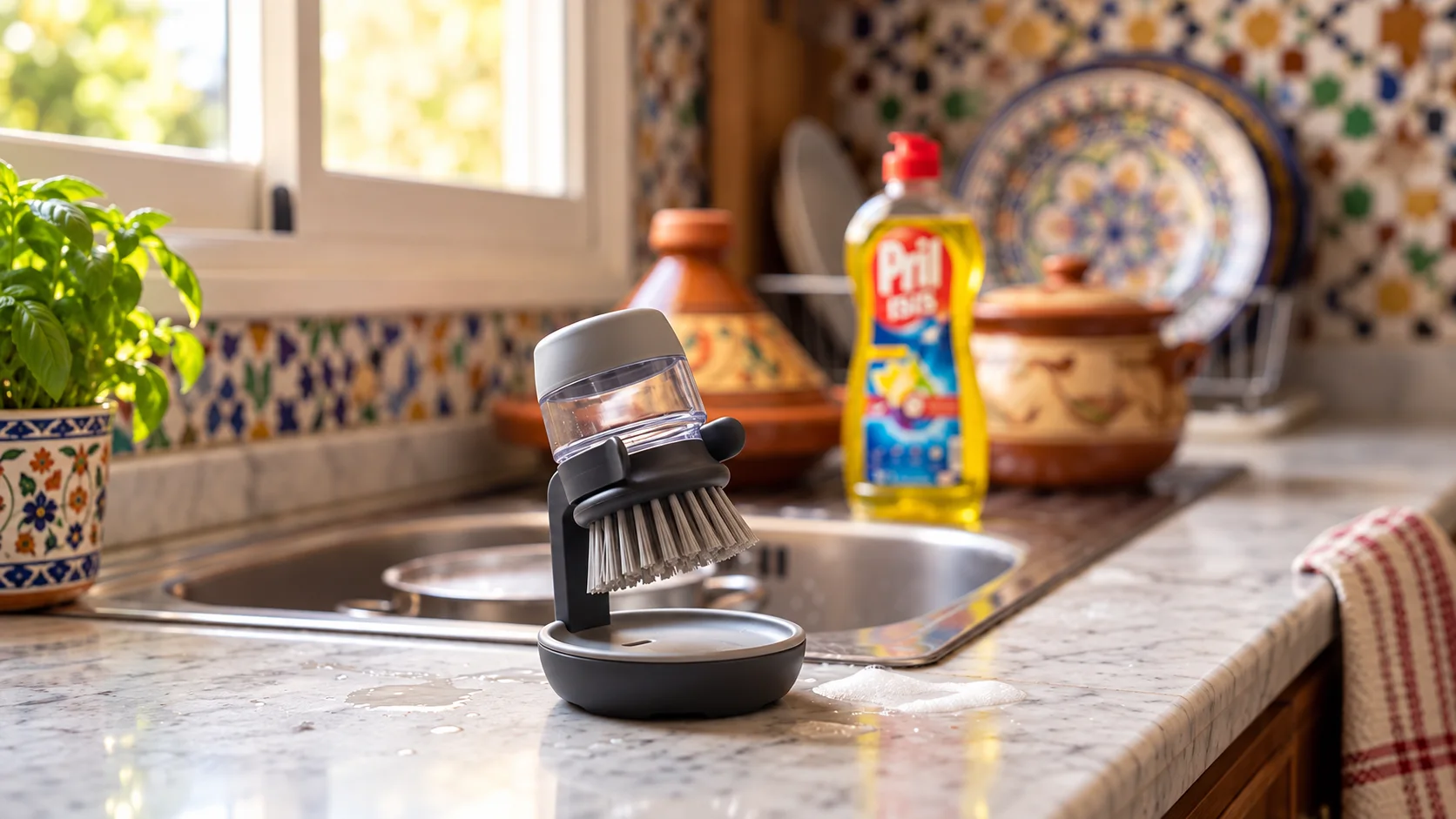 تنظيف أسرع، توفير مضاعف في سائل الجلي، وحماية كاملة ليديكِ من الجفاف والمواد الكيميائية بضغطة زر واحدة