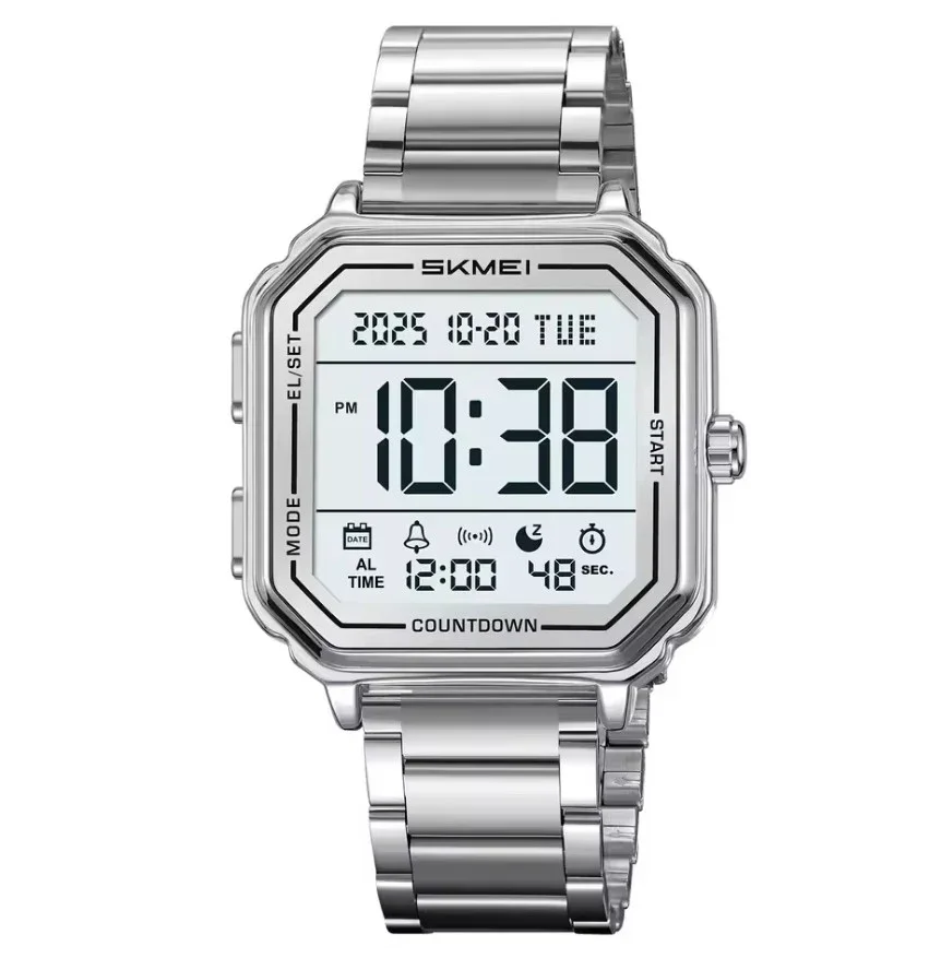 Montre Carrée Pratique et Moderne avec Bracelet en Acier Inoxydable pour Hommes