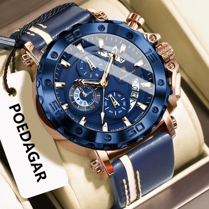 Montre Élégante en Cuir Raffiné pour Hommes