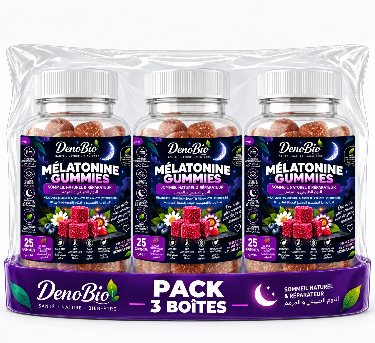 DenoBio Mélatonine Gummies –  | Sommeil Naturel & Réparateur | 25 Gummies