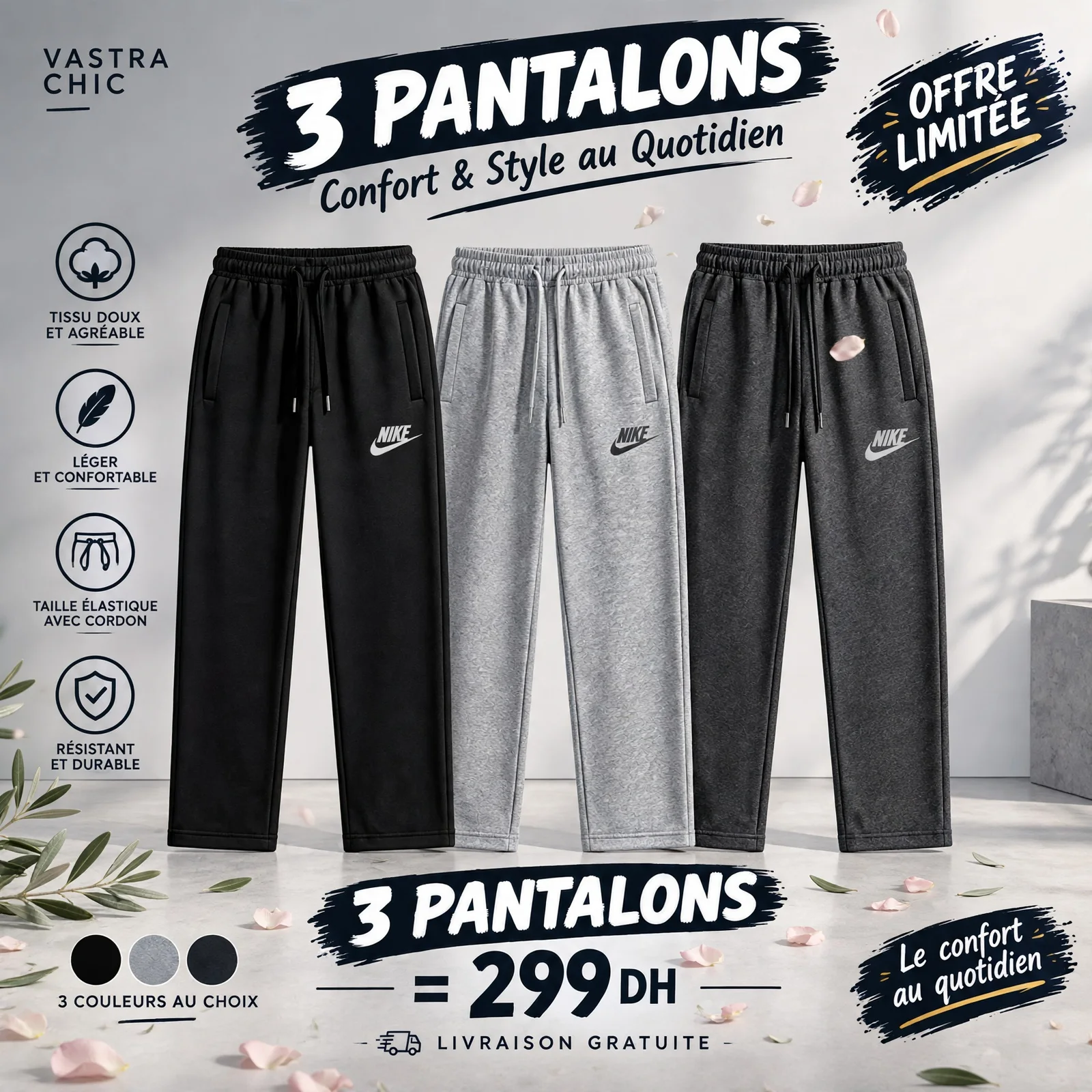 Pack de 3 Pantalons Confortables =  299 DH