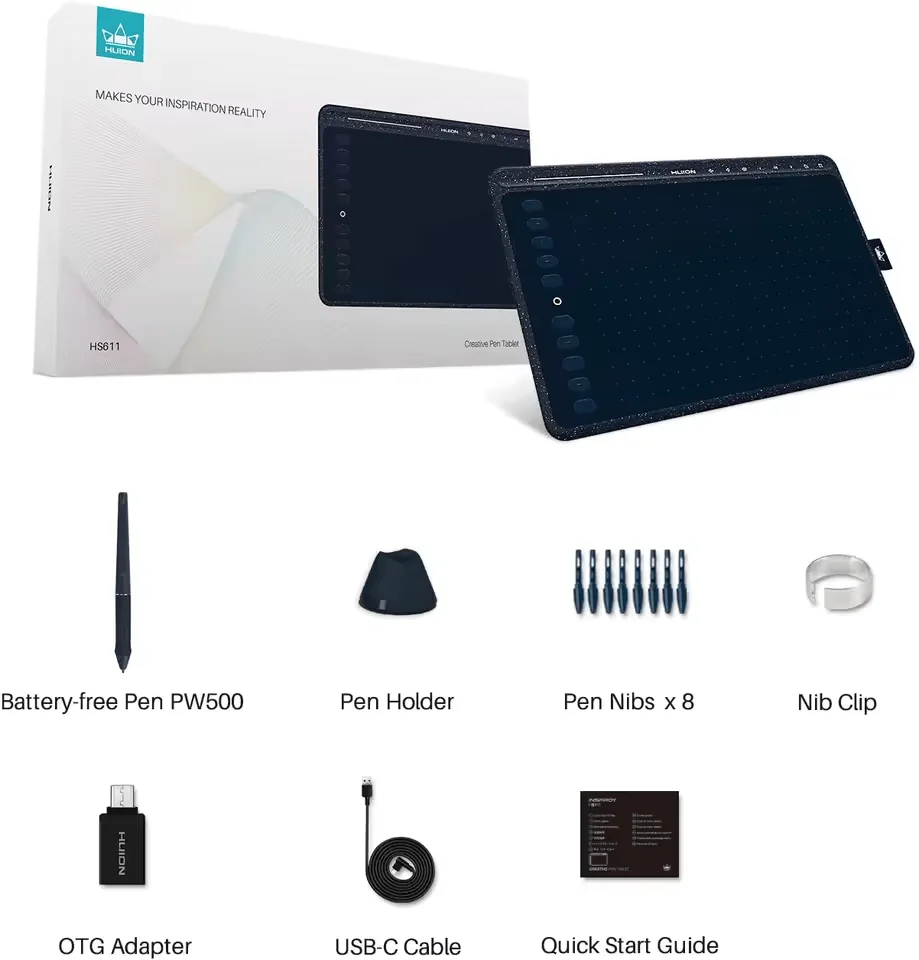 لوح الرسم والكتابة الرقمي HUION HS611 – مثالي للأساتذة والتعليم عن بُعد والدروس أونلاين