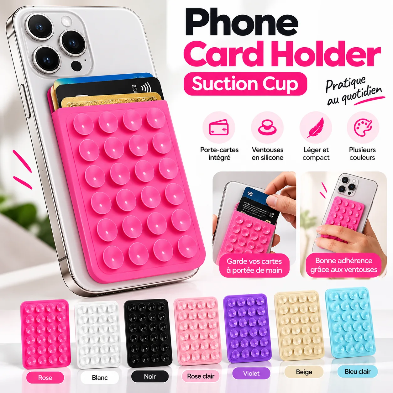Phone Card Holder Suction Cup – Rose