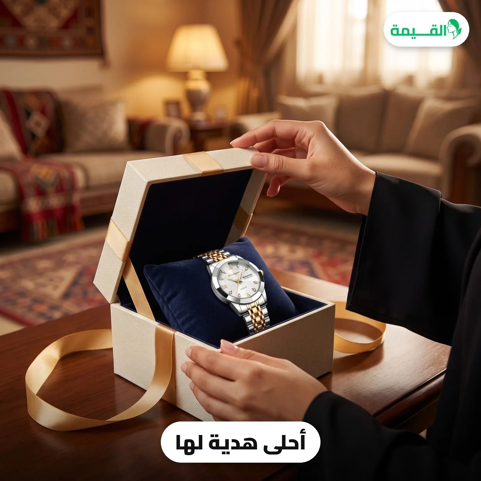 ساعة نسائية فاخرة في علبة هدية