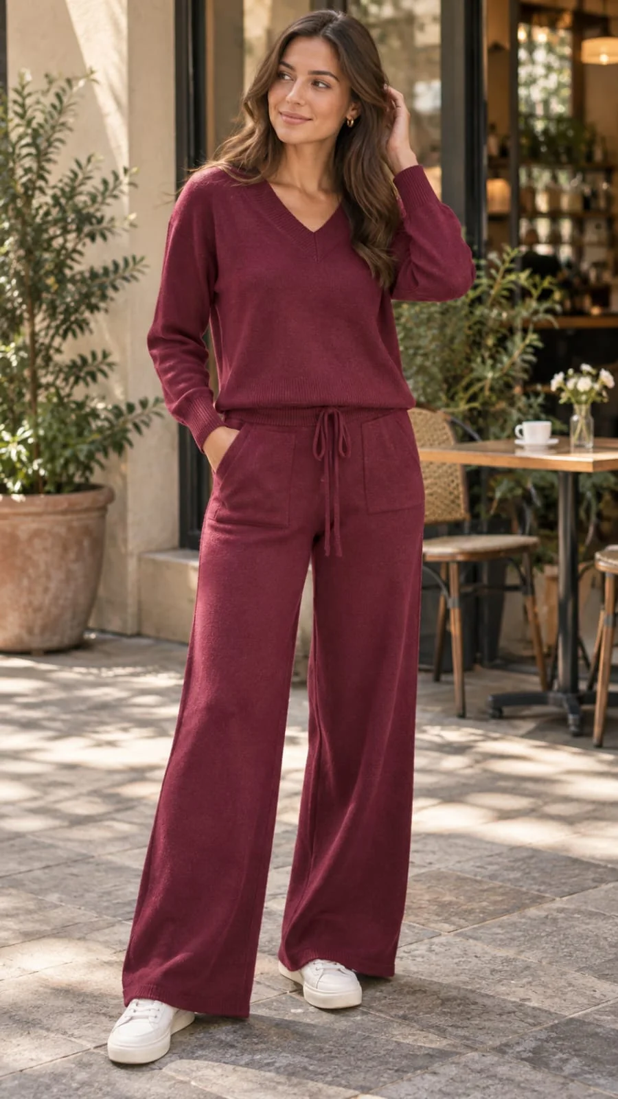 Ensemble sans couture en maille douce taille standard