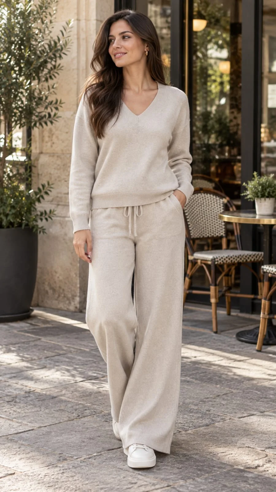Ensemble sans couture en maille douce taille standard