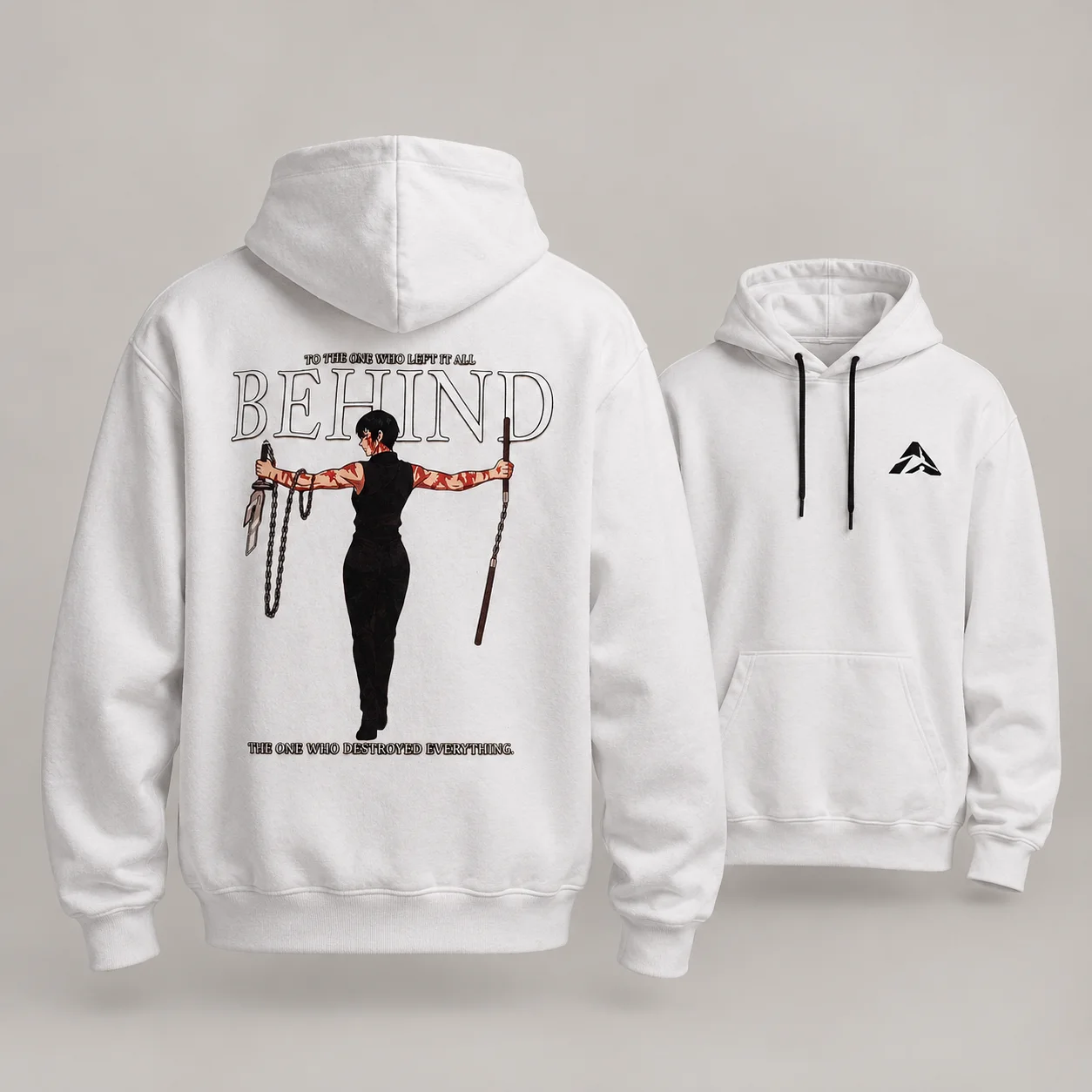Maki behind hoodie