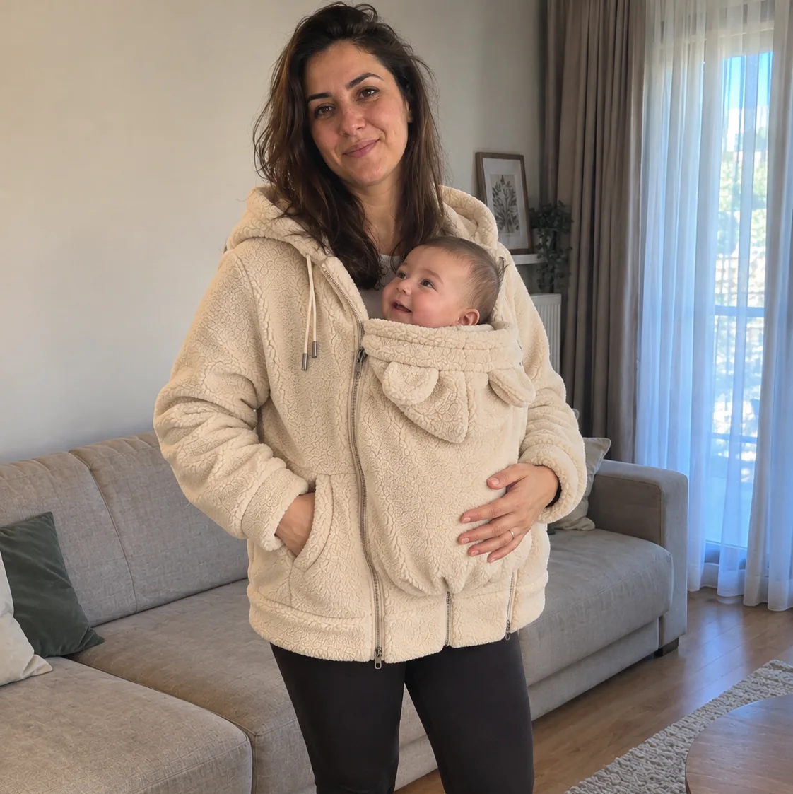 Hoodie Porte-Bébé – Bébé Tout Près, Maman Plus Libre 🤍