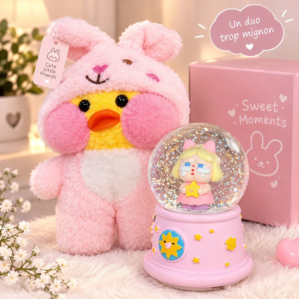 Pack Boule de neige Crying girl + peluche 🥹 دمية بكاية + كرة الثلج