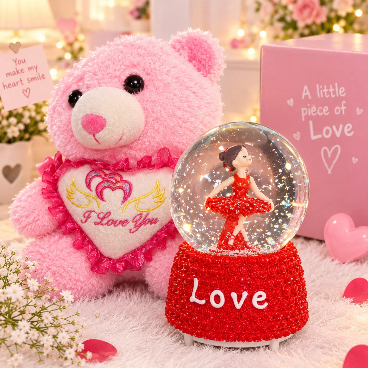 pack Boule de neige Love + peluche ❤️ كرة ثلج + دمية الحب