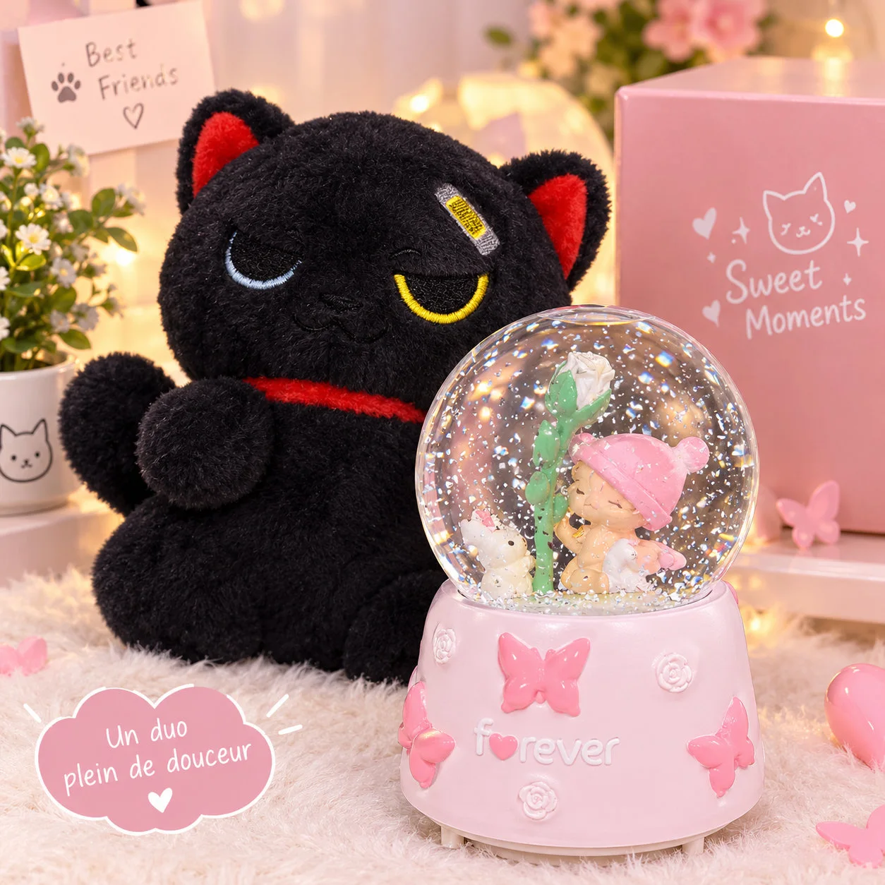 Pack boule de neige + peluche chat 🐈‍⬛ كرة ثلج + دمية القط