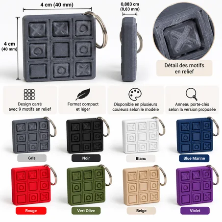 Porte-Clés Carré 9 Motifs – Collection HsouK