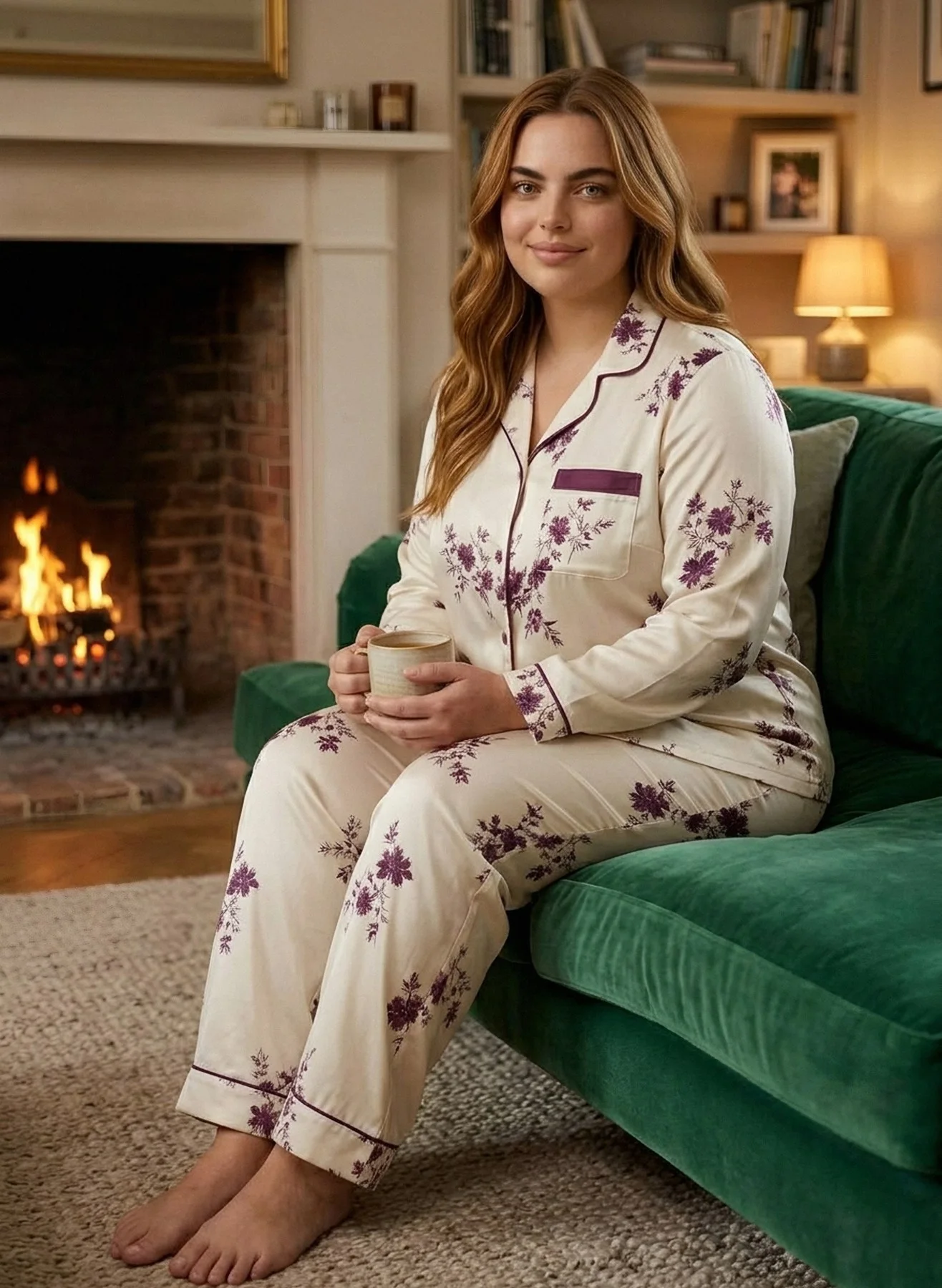 Pyjama floral beige