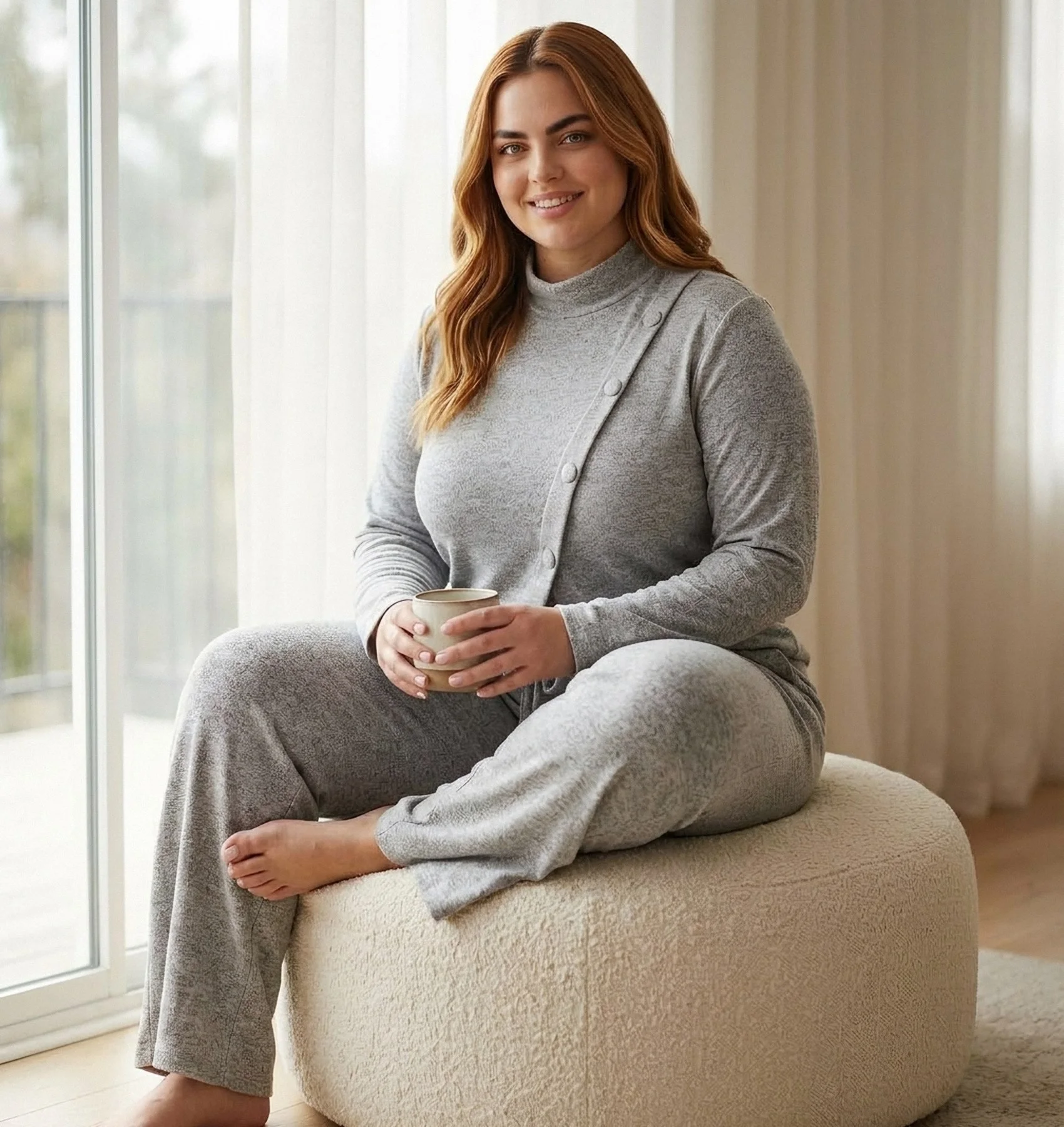 Pyjama gris col montant