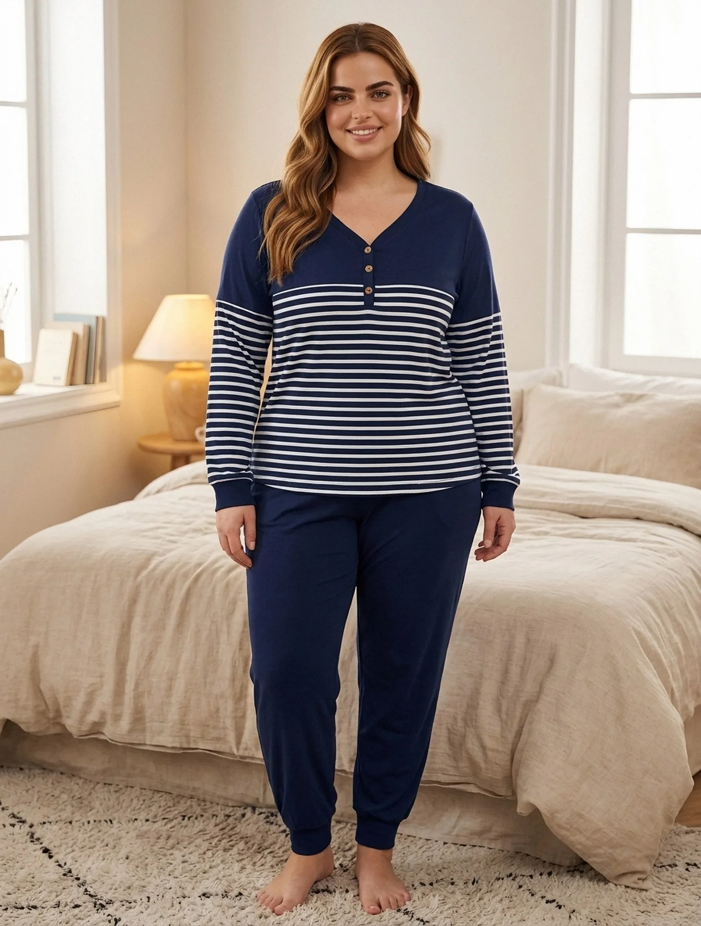 Pyjama marinière bleu marine