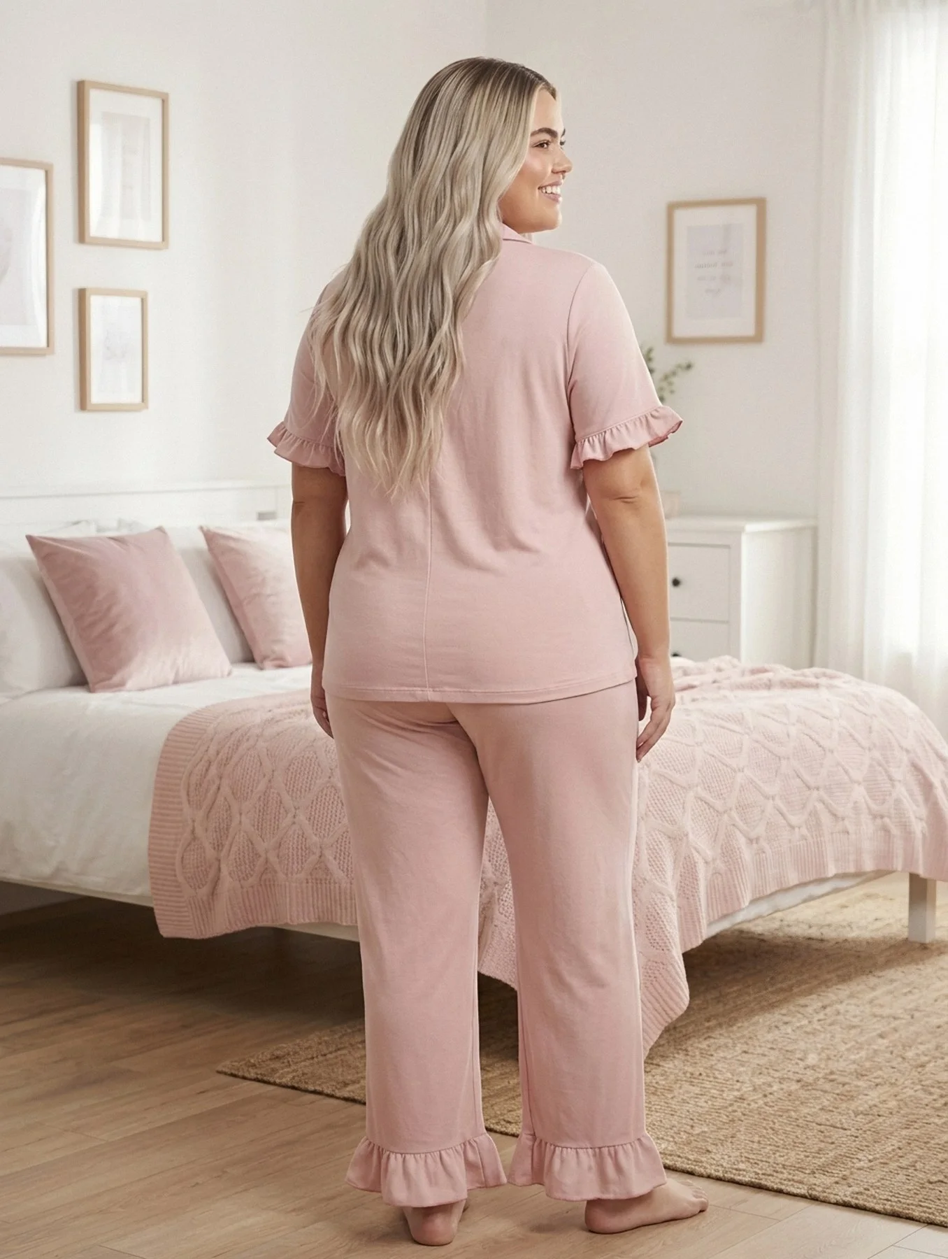 Pyjama rose pâle boutonné