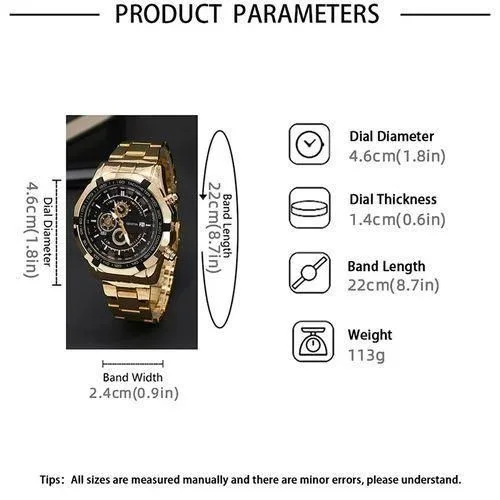 AQUILA Set Homme 3 Pièces · Montre Or & Noir + Gourmette & Pendentif Aigle - GN