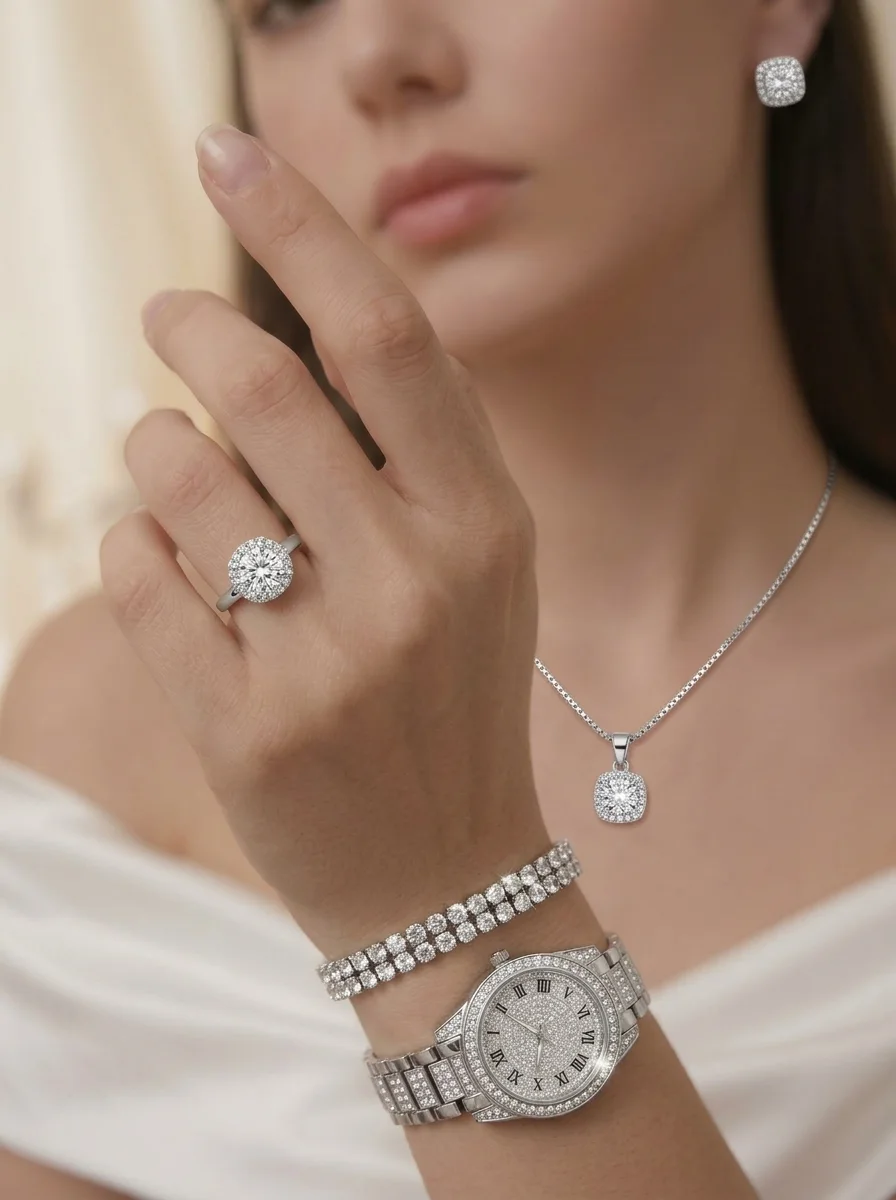Ensemble Montre Quartz Luxe et Bijoux 6pcs