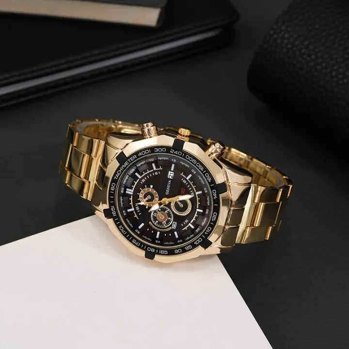 AQUILA Set Homme 3 Pièces · Montre Or & Noir + Gourmette & Pendentif Aigle - GN