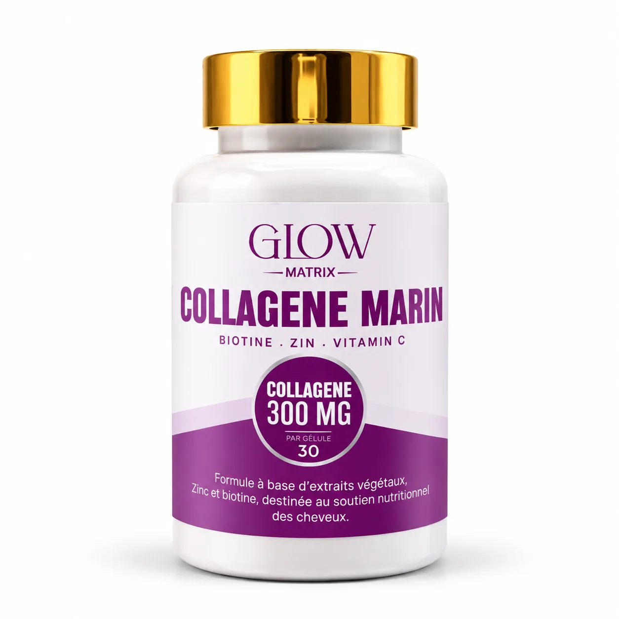 مكمل غذائي كولاجين بحري مع البيوتين والزنك وفيتامين سي | GLOW MATRIX Collagène Marin