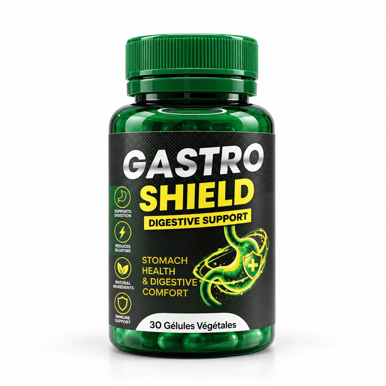 مكمل غذائي نباتي لدعم الهضم وراحة المعدة | GASTRO SHIELD Digestive Support