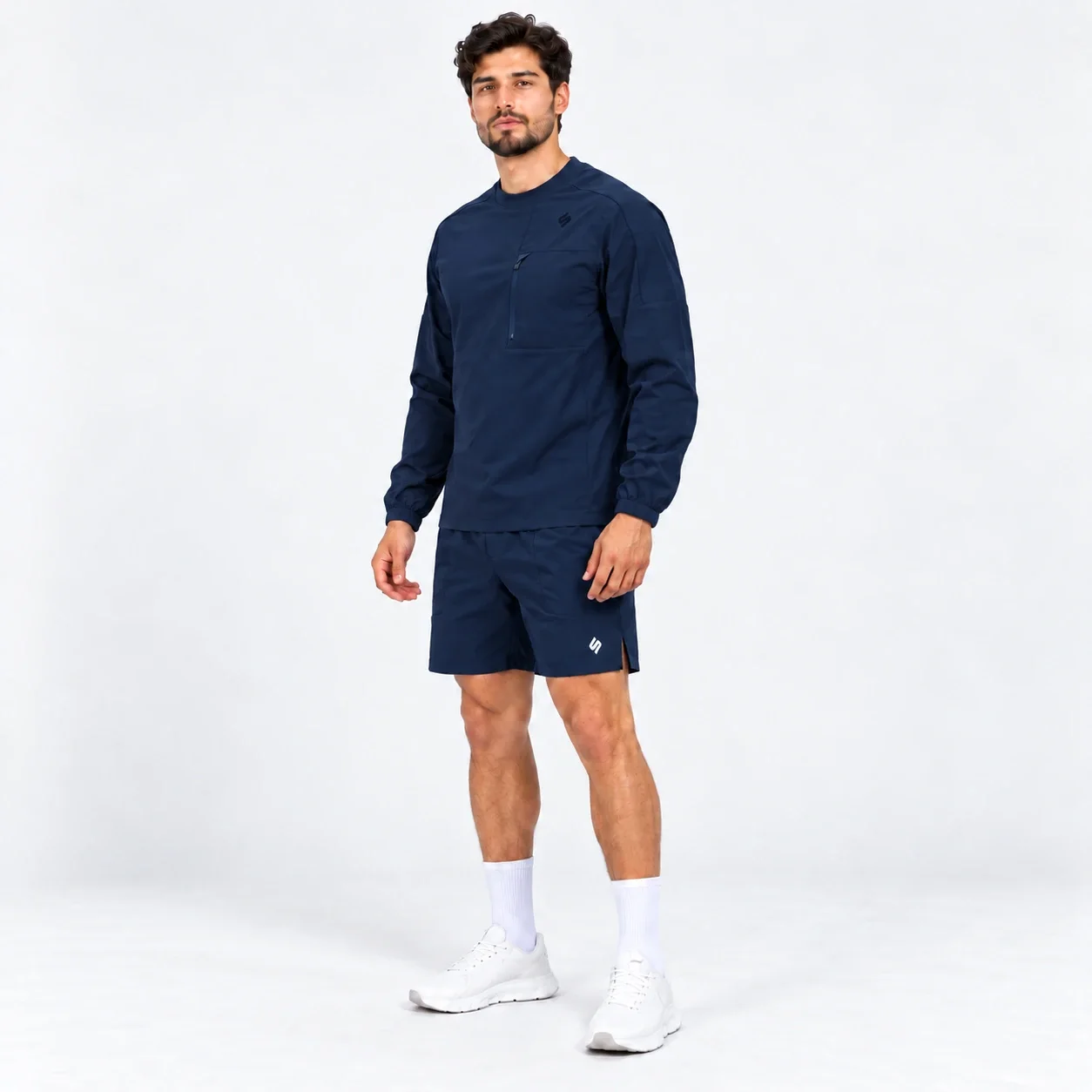 Ensemble JS UrbanFlex — Triko manches longues & Short ( blue marine )