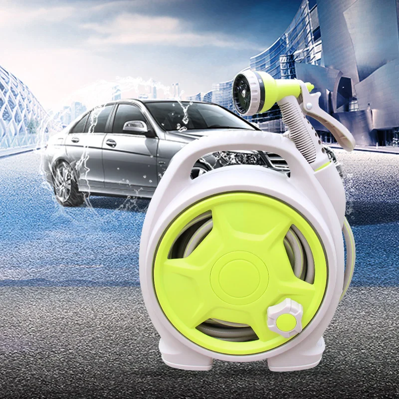 Kit Enrouleur Portable de Tuyau d'Arrosage & Pistolet Multi-Jet Haute Pression — Devanoir Compact Universel pour Lavage Voiture, Jardinage & Nettoyage Terrasse