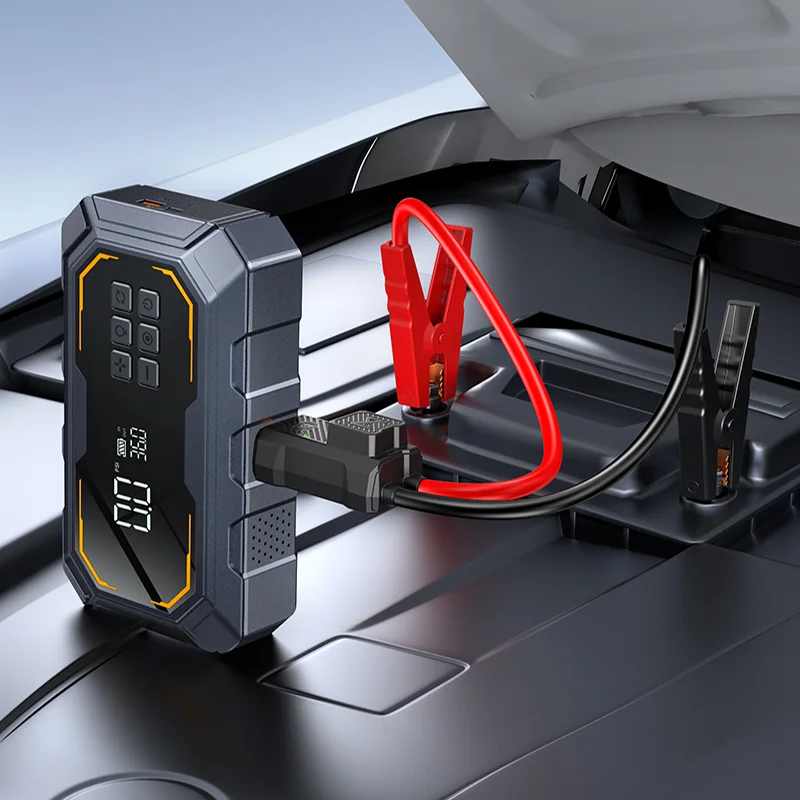 Booster de Démarrage Voiture 3000A & Compresseur d'Air Portable 150 PSI (10 000 mAh) — Power Bank Multifonction, Gonfleur Pneu Automatique & Écran LCD avec Lampe SOS
