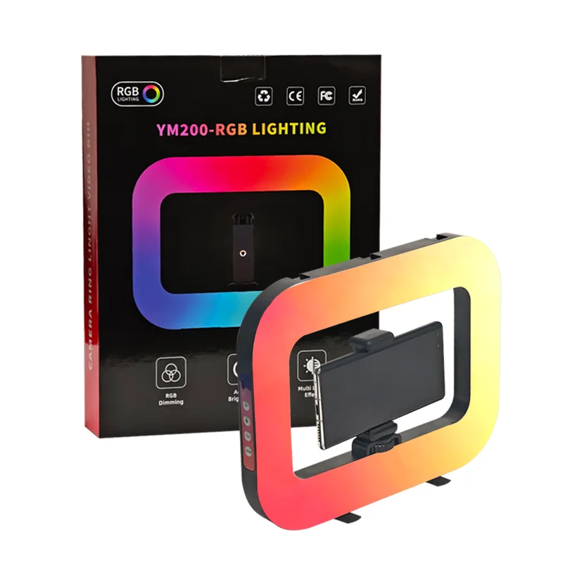 Cadre Lumineux LED RGB 20W Pro avec Support Smartphone — Éclairage de Studio Portatif pour Vlog, Live TikTok, Reels & Maquillage (Effets Lumineux Ambiance & Température Ajustable)