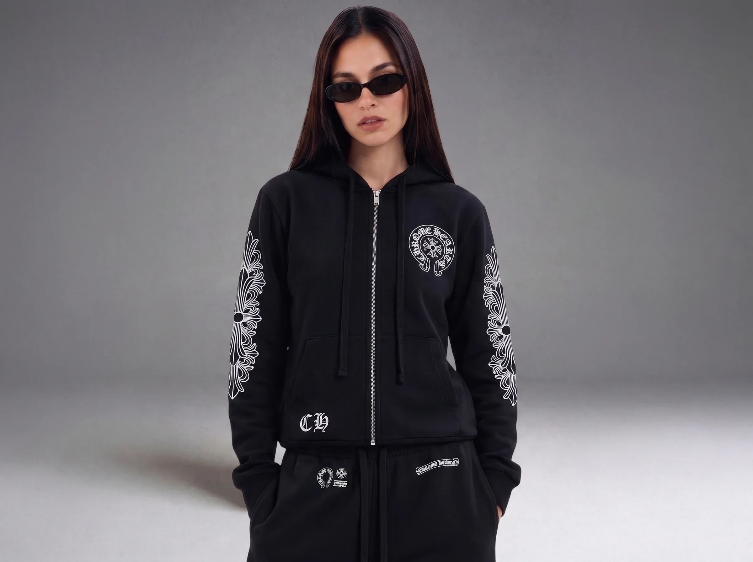 CHROME HEARTS FLORAL CROSS SWEATPANTS