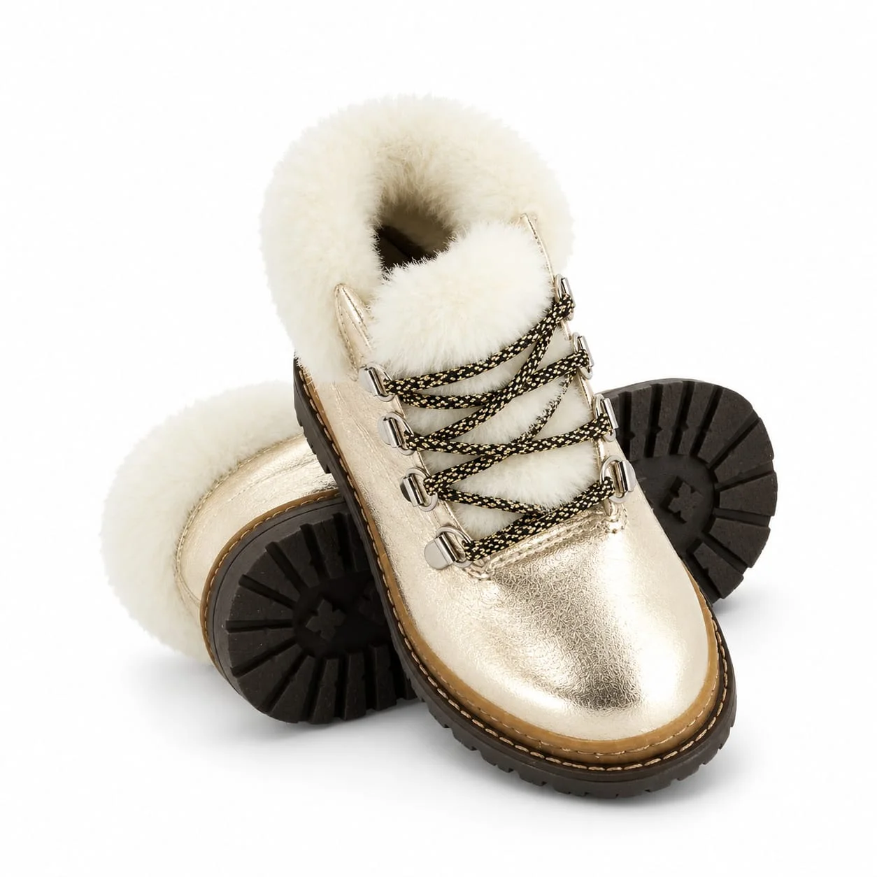 Bottines Dorées Fourrées - Style Chic & Tendance