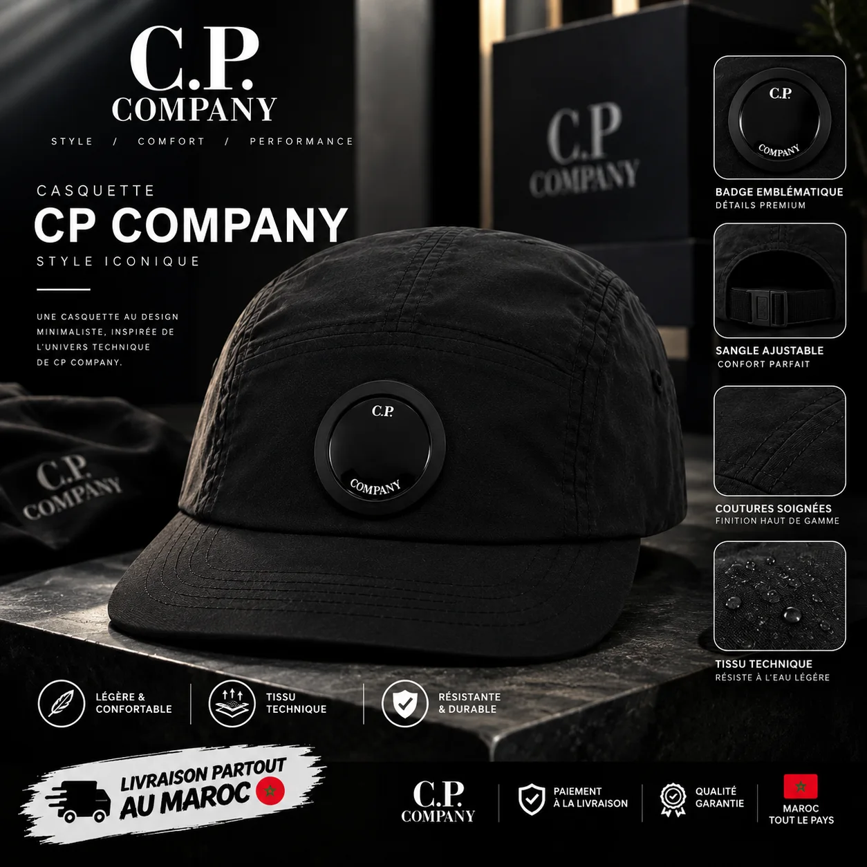 Cp company  - Casquette  - NOIR