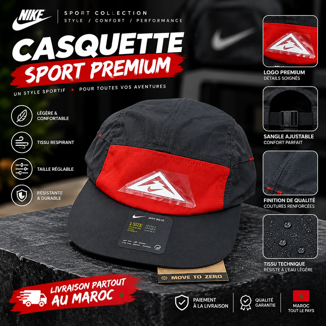 Nike Trail - Casquette de running en tissu Dri-FIT - GRIS