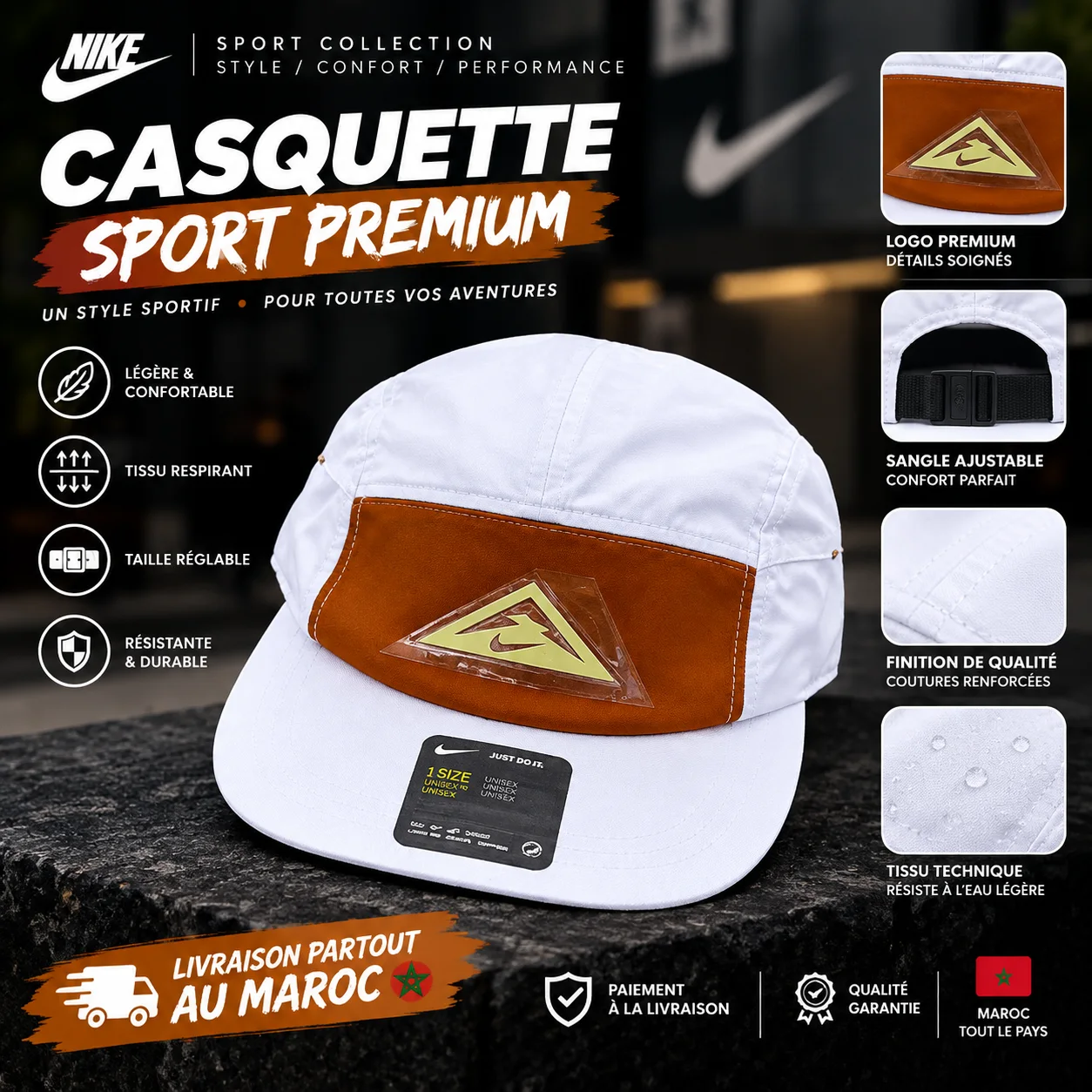 Nike Trail - Casquette de running en tissu Dri-FIT - BLANC