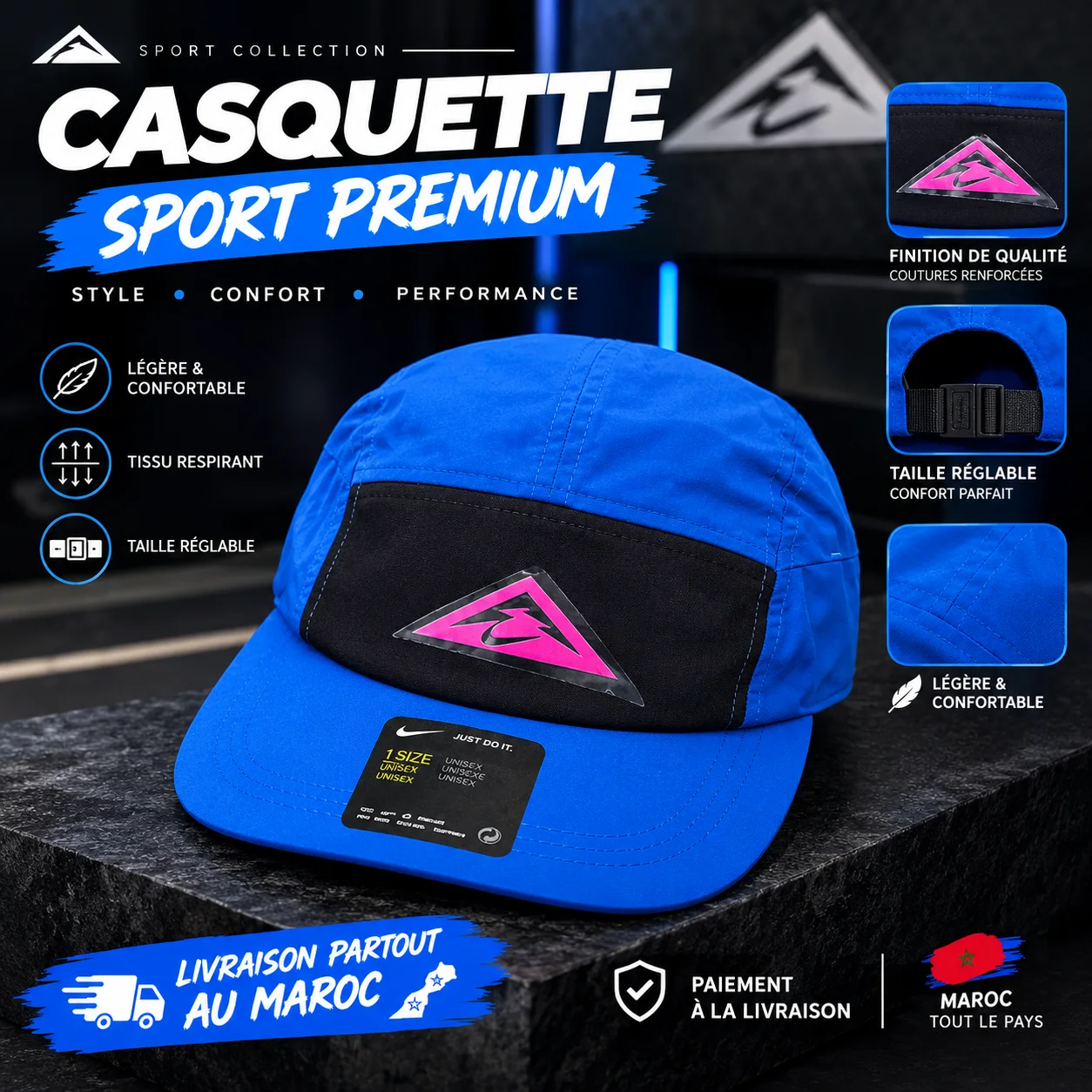 Nike Trail - Casquette de running en tissu Dri-FIT - BLEU