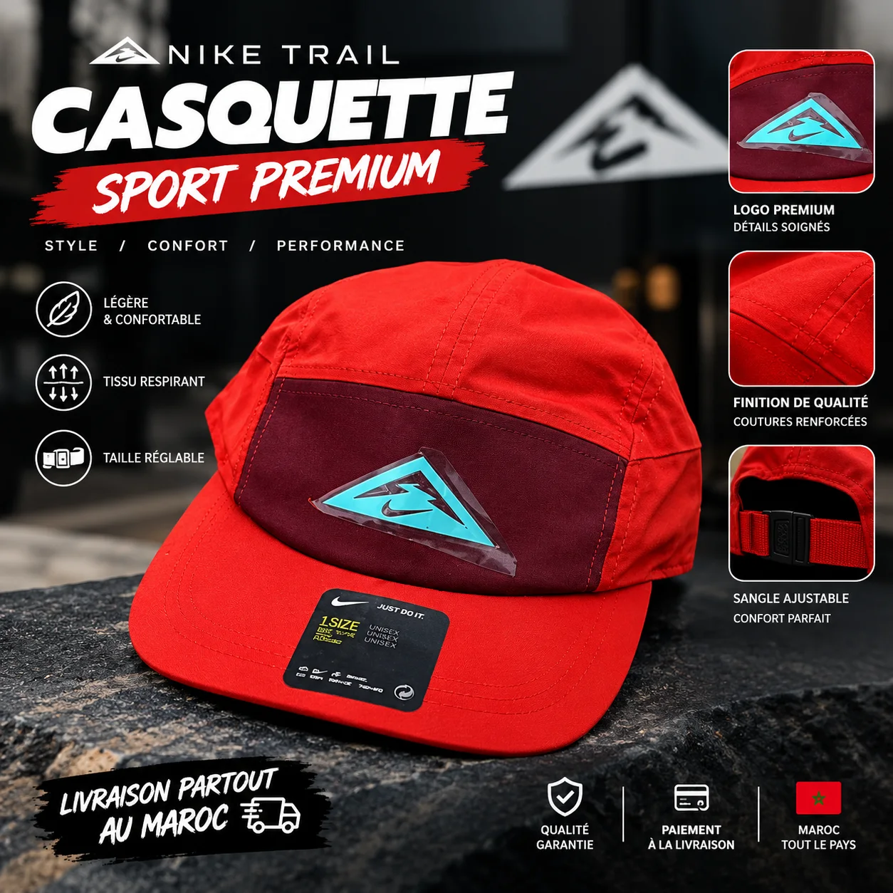 Nike Trail - Casquette de running en tissu Dri-FIT - ORANGE