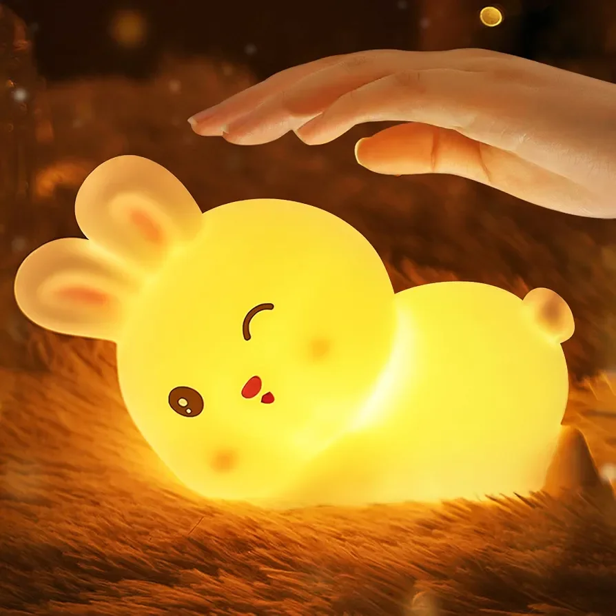 🐰 "Rabbit" Lapin Mignon 🥹 - 🌟 Lampe de nuit en silicone 🤗 Colorful 🌈 Rechargable 🔋