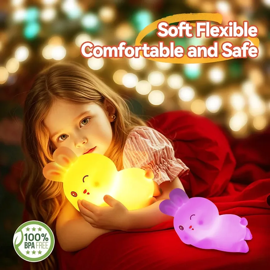 🐰 "Rabbit" Lapin Mignon 🥹 - 🌟 Lampe de nuit en silicone 🤗 Colorful 🌈 Rechargable 🔋