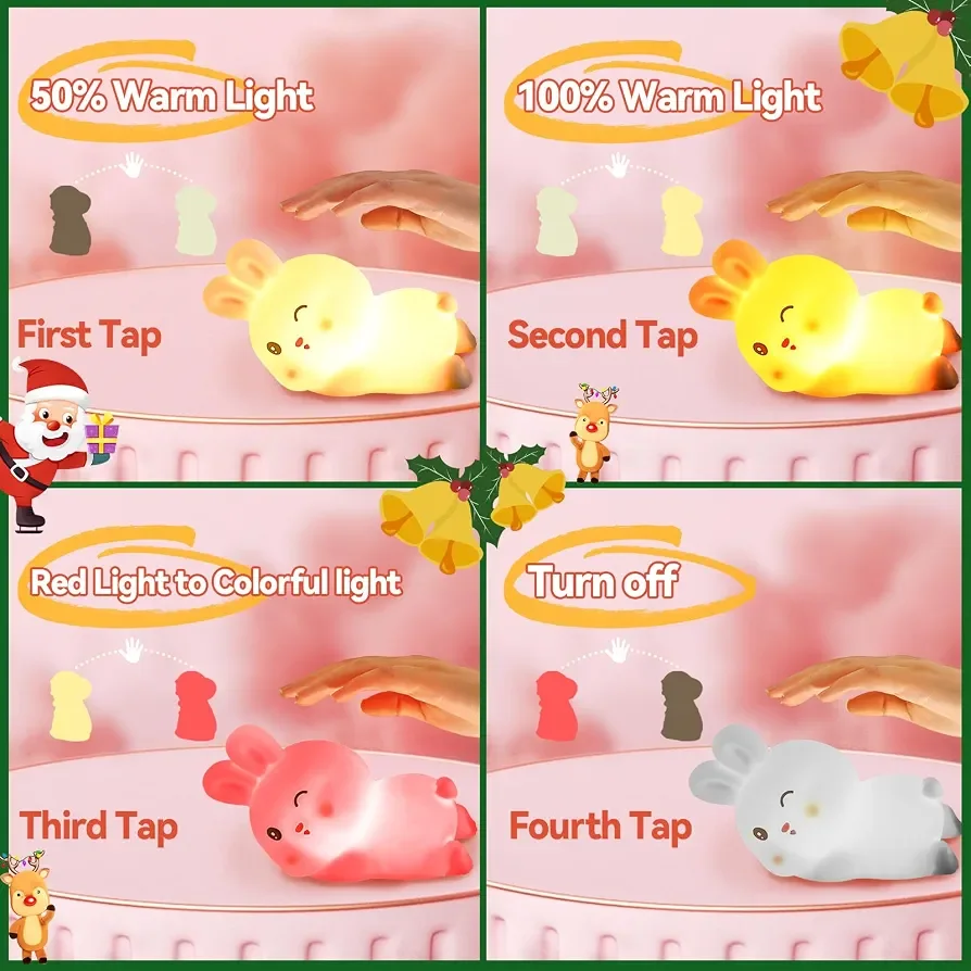 🐰 "Rabbit" Lapin Mignon 🥹 - 🌟 Lampe de nuit en silicone 🤗 Colorful 🌈 Rechargable 🔋