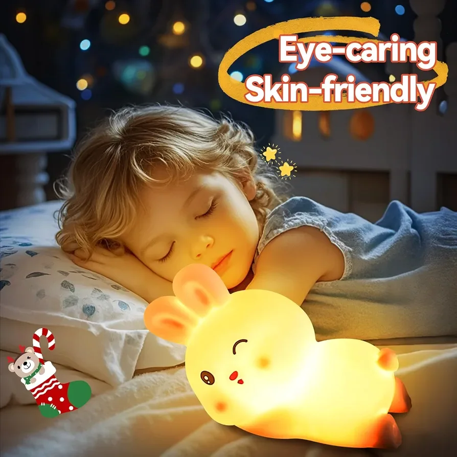 🐰 "Rabbit" Lapin Mignon 🥹 - 🌟 Lampe de nuit en silicone 🤗 Colorful 🌈 Rechargable 🔋