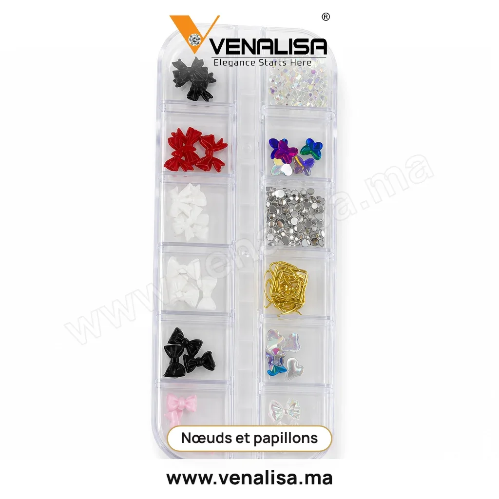 Boîte Nail Art 12 Compartiments : Strass, Charms, Perles