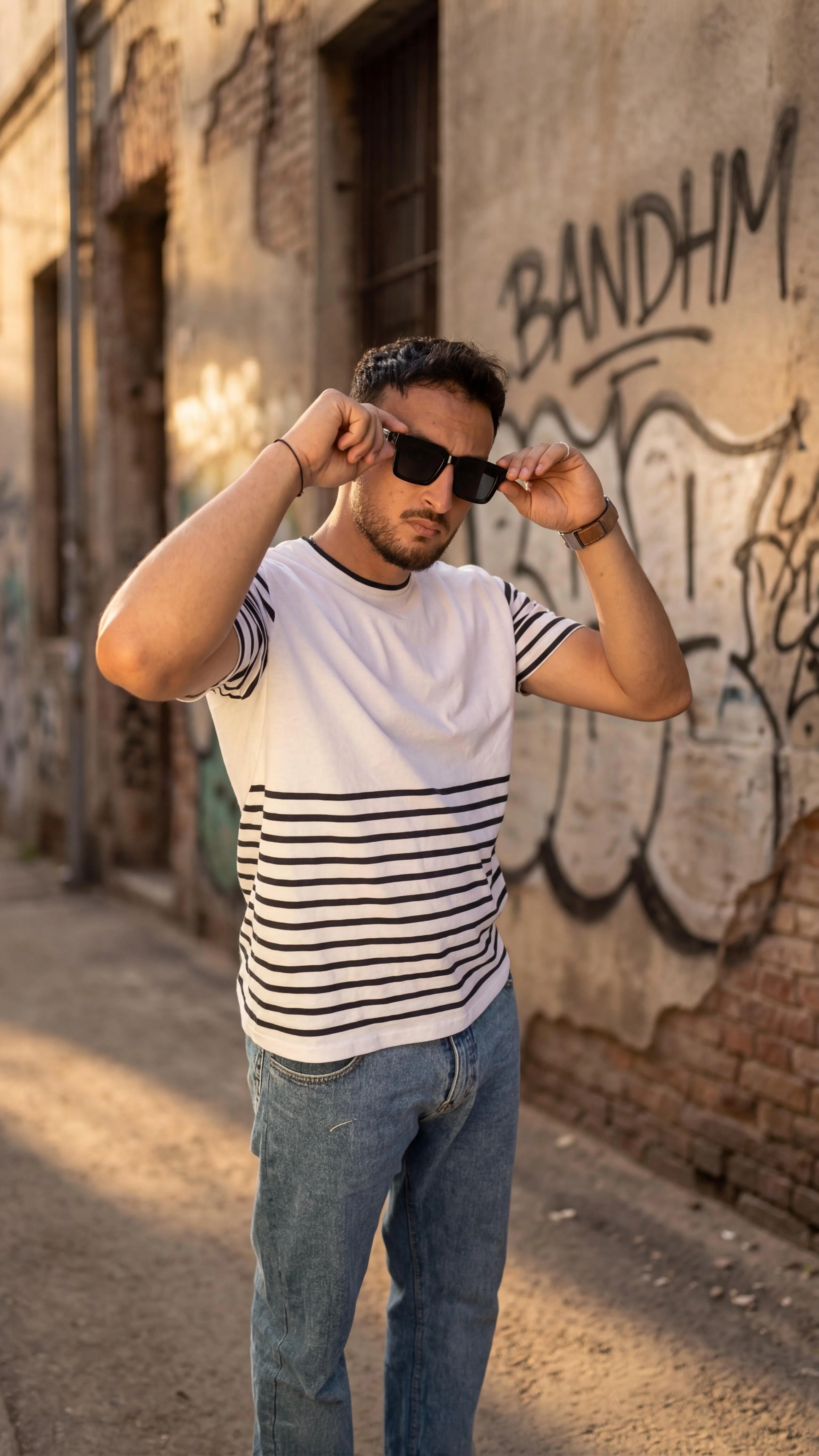 BANDHM – Striped Oversized T-Shirt