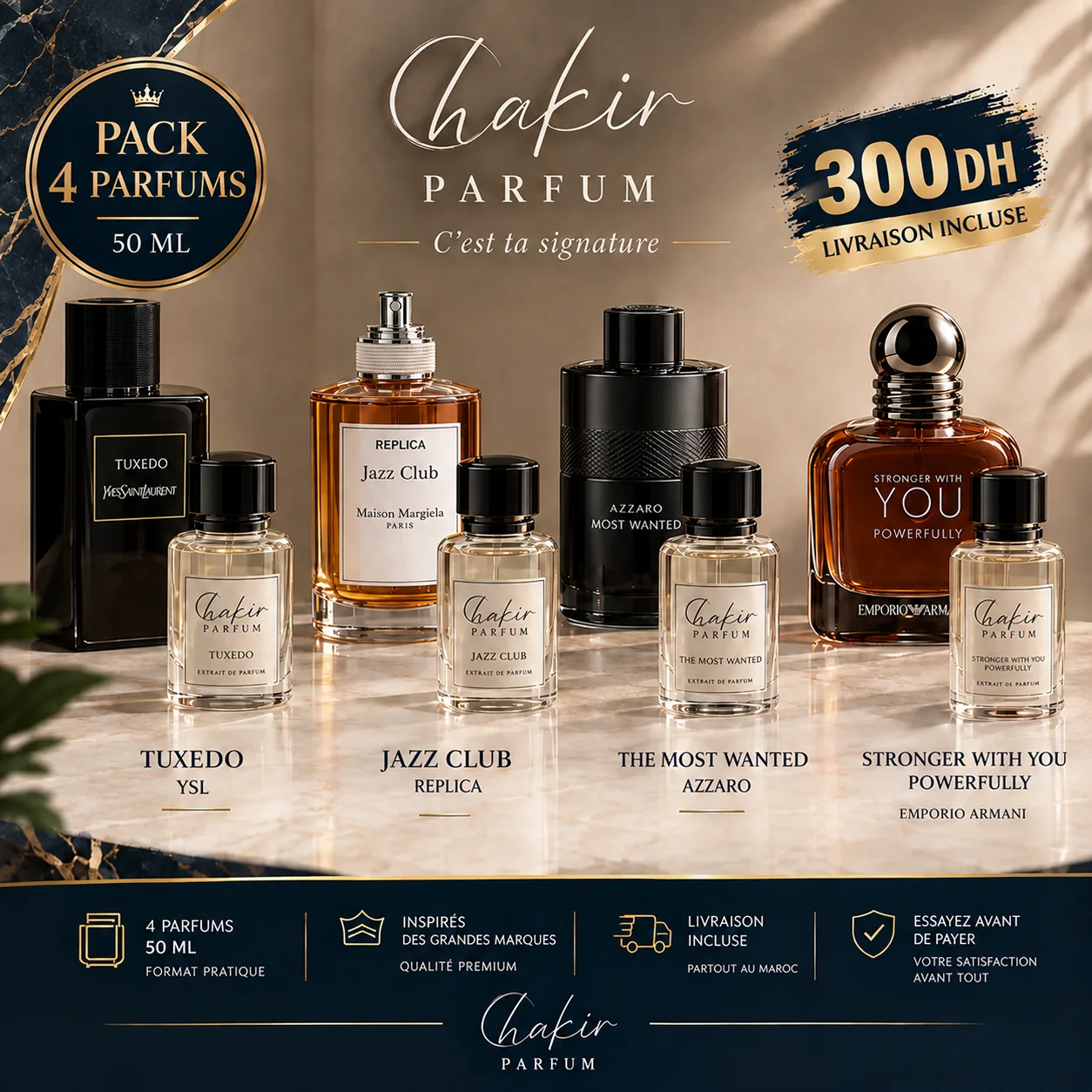 Pack 4×50ml – 300 DH