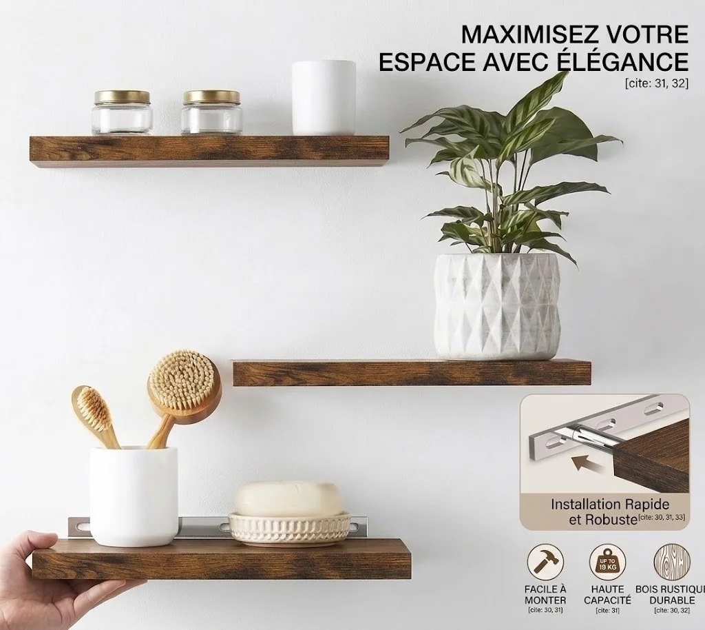 Étagères murales flottantes 'pack de 3 Étagères'