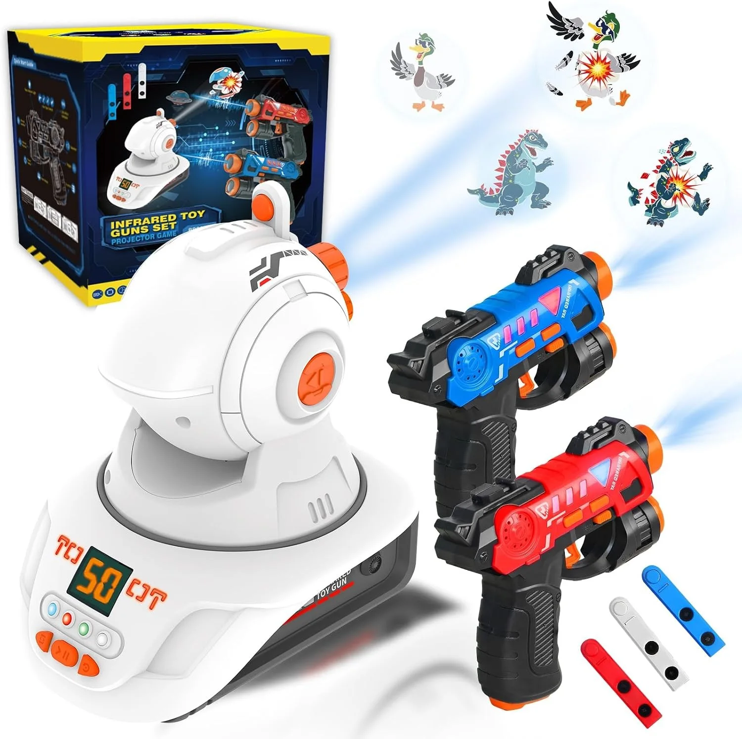 Jeu de tir infrarouge avec 2 pistolets et cible robot interactive