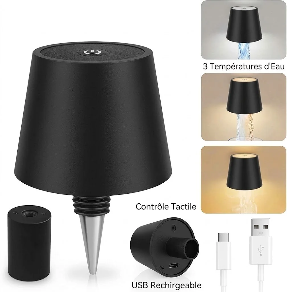 Lampe bouteille sans fil — noir