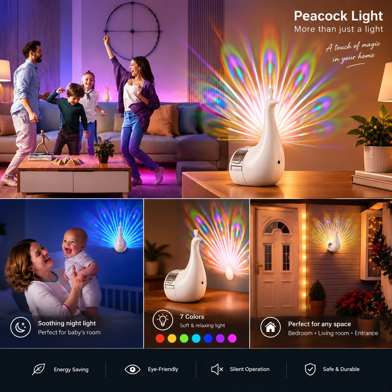 Lampe LED paon